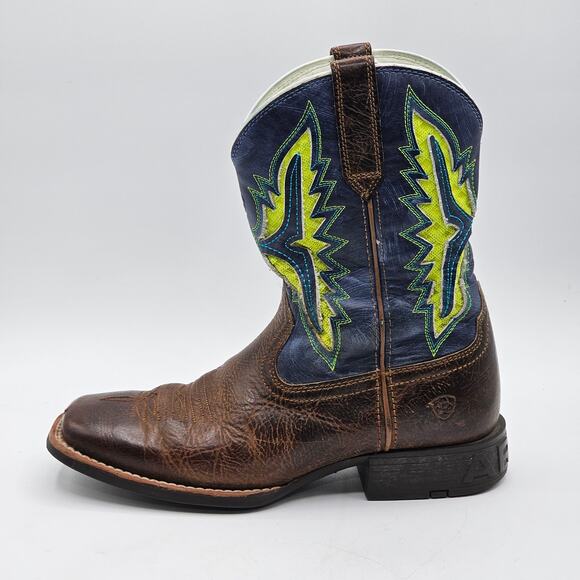 Ariat Youth Koel VentTEK Western Boots Blue Neon Green Kids Sz